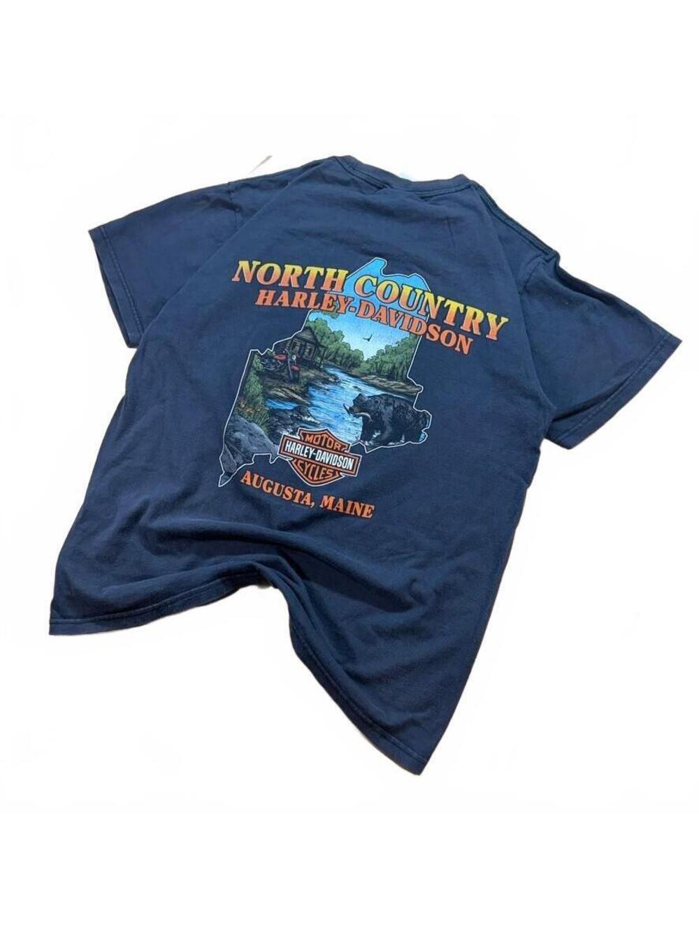 Harley Davidson Augusta, Maine Bear Lake Tee Black Fits M/L